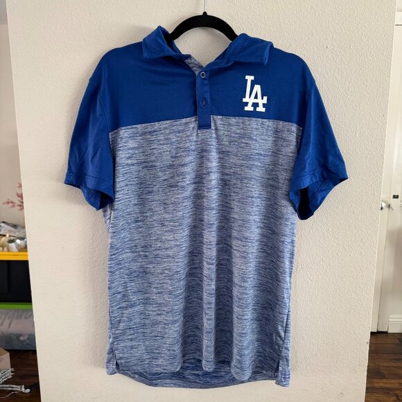Majestic Other - Majestic LA Dodgers Blue & Heather Hooded Polo Shirt – Size L (Men)